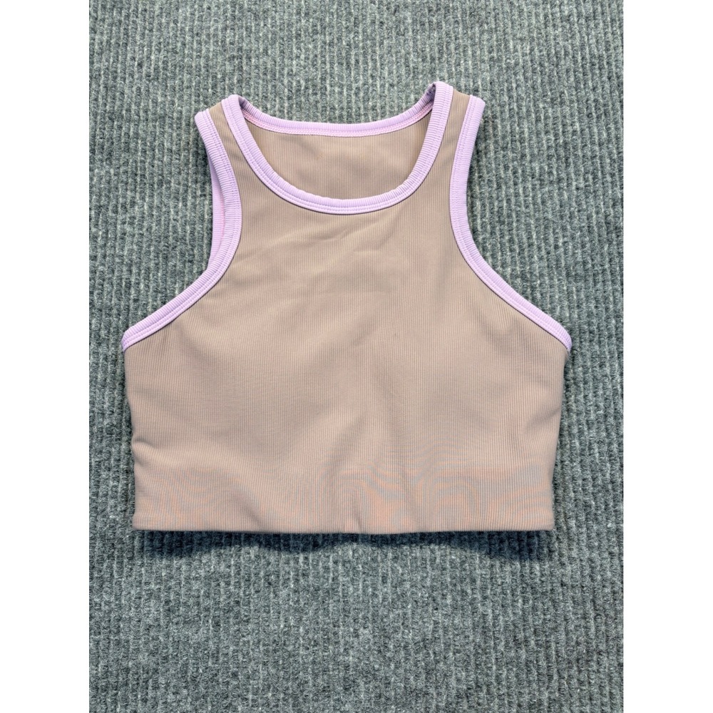 Wilo The Label Women Ribbed High Neck Sports Bra Mauve Purple XS Athleisure